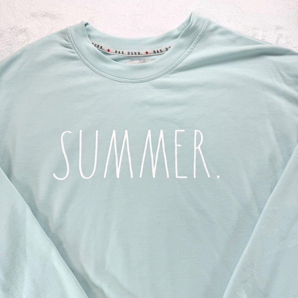 Rae Dunn Summer Mint Green Graphic Sweatshirt Womens Small Pullover Top - Picture 3 of 4